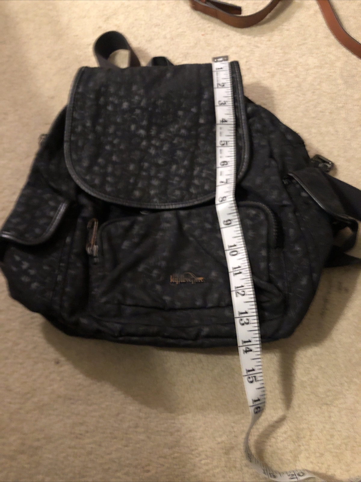 Authentic Kipling Black Pattern Canvas Backpack W… - image 11