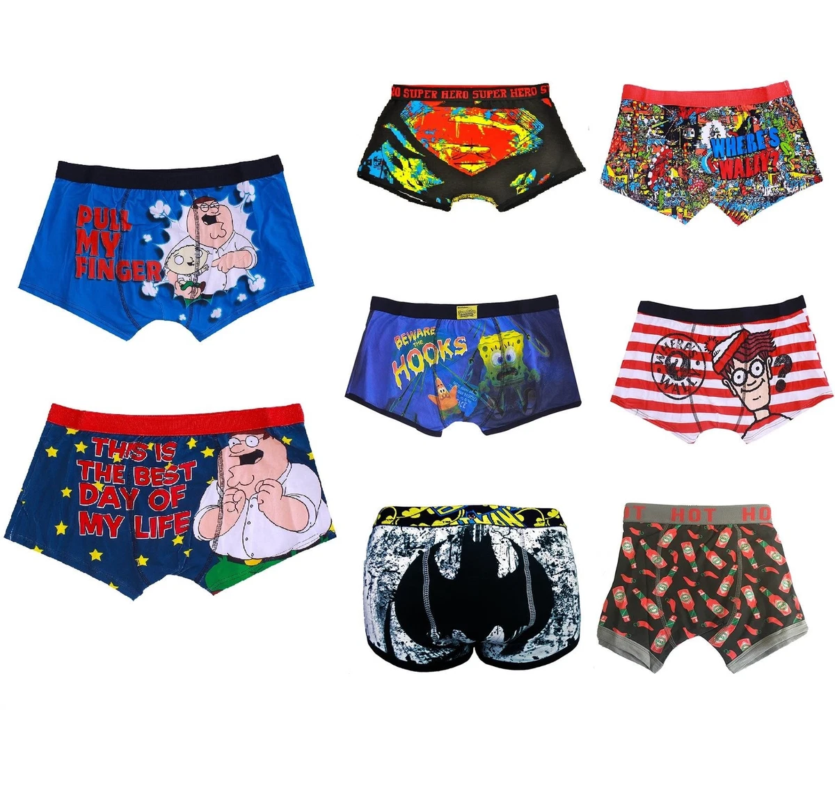 Mens Novelty Boxers Cartoon Superhero Boxer Shorts Underwear Briefs