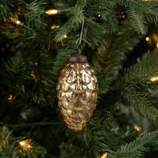 Ragon House 4" Champage Pinecone Mercury Kugel Style Glass Ornament