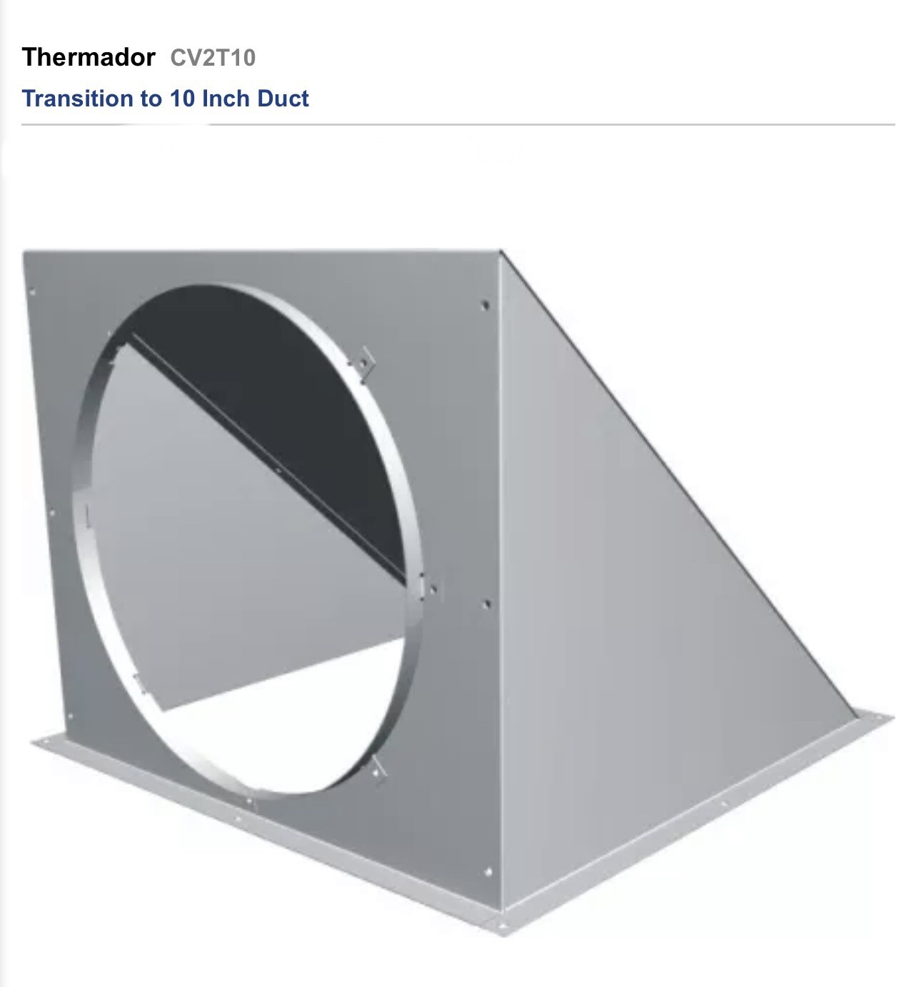 THERMADOR 10” DUCT TRANSITION CV2T10 FOR DOWNDRAFT VENTS, see pics. eBay
