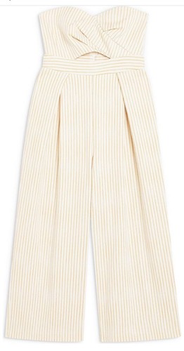 Topshop Bandeau Twist Nadelstreifen Overall breites Bein cremegelb Gr. 2 $ 125 - Bild 12 von 17