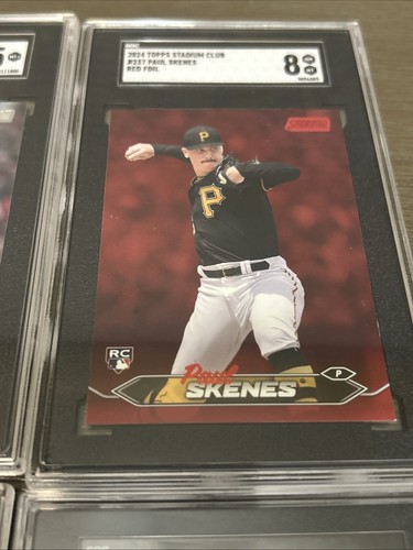 2024 Topps Stadium Club Chrome Elly De La Cruz Green, Paul Skenes Red Foil SGC - Picture 5 of 5