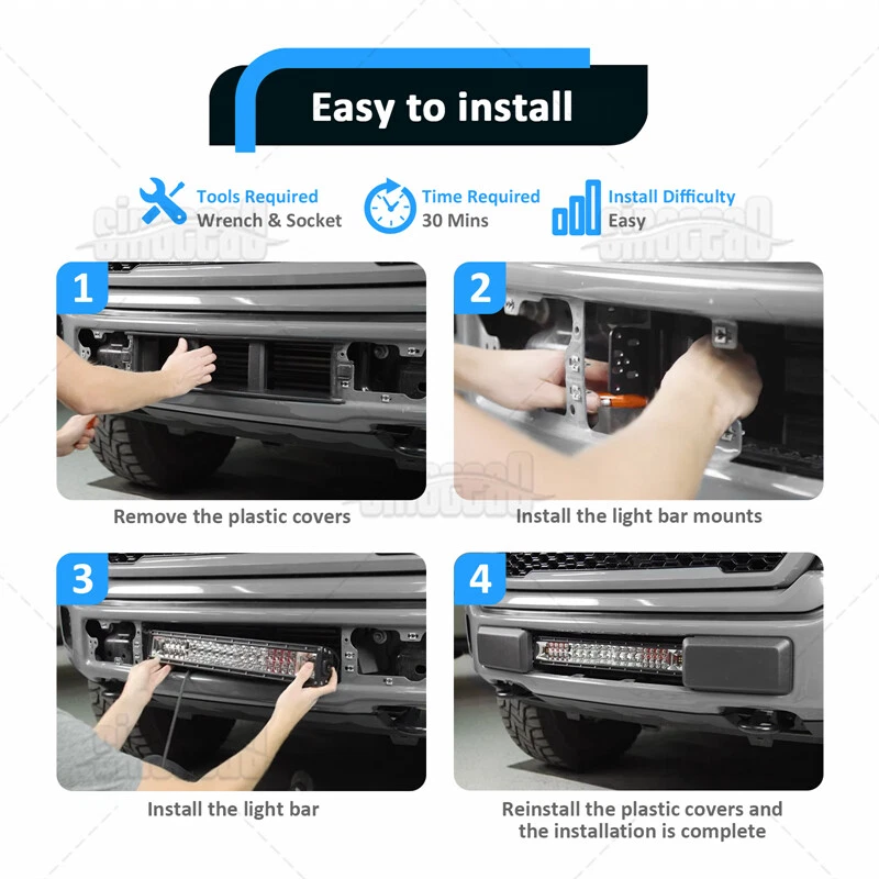 Combo de barra de luz LED de 22" 120 W punto de inundación para Ford F150 2018-2019 2020 Foto 2 de 4