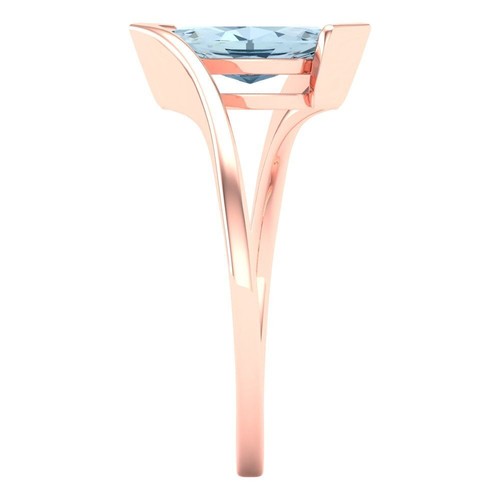 2Ct Marquise Simulated Blue Sapphire Solitaire Engagement Ring, 14K Rose Gold - Picture 4 of 6