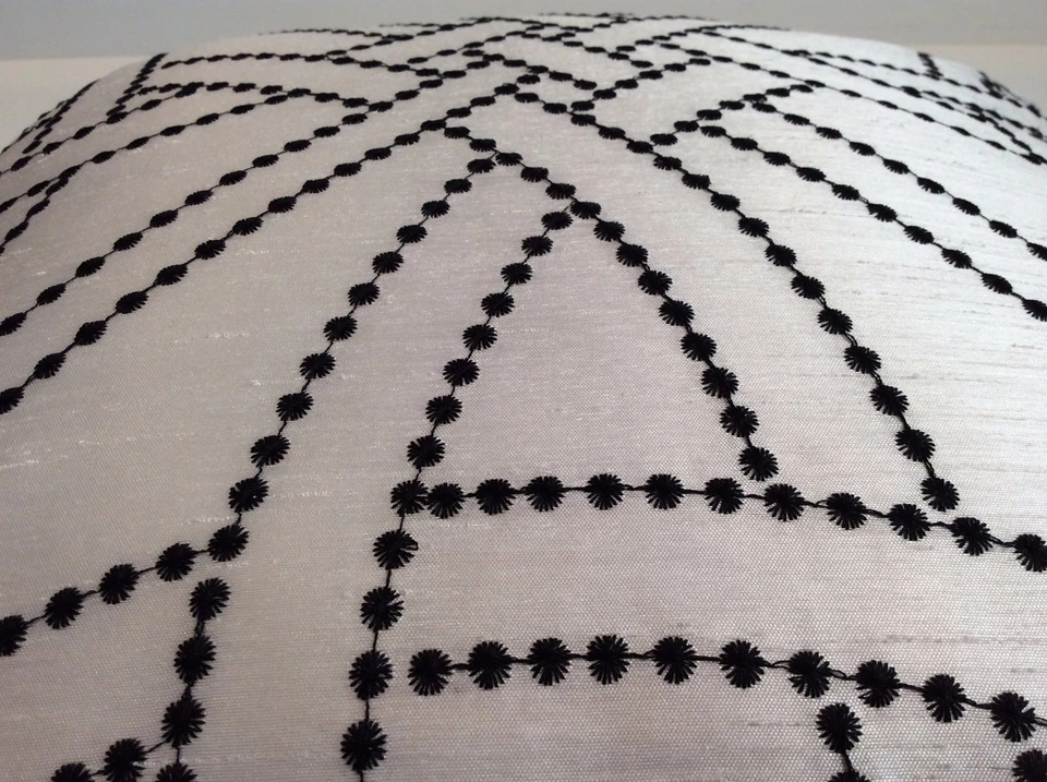 White/Black Embroidered Pillow Cover, Decorative Throw Pillow Covers, Pillowcase - Image 4 of 4