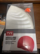 TYR Silicone Swim Cap White Swimming Wrinkle Free LCS100