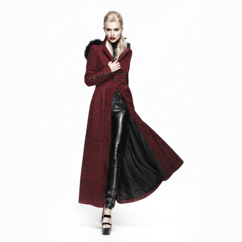 New PUNK RAVE Gothic Woolen Long Coat Wine Dark Red Y554 ALL STOCK IN AUSTRALIA - Foto 6 di 12