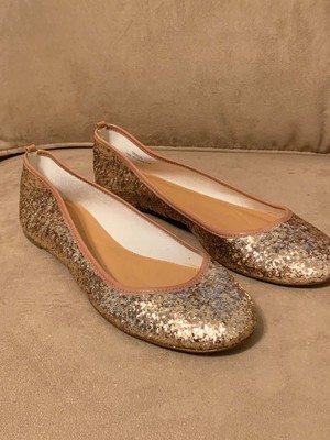 gold sparkly flats