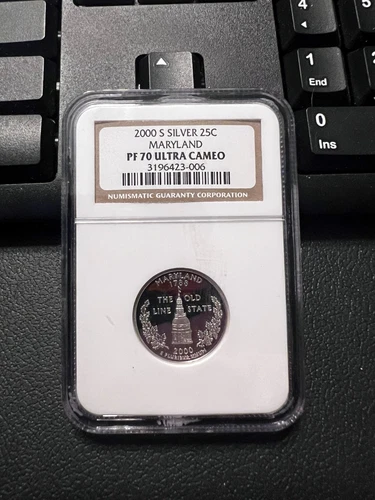 2000-S SILVER Washington Quarter Maryland 25C NGC PR70 ULTRA CAM