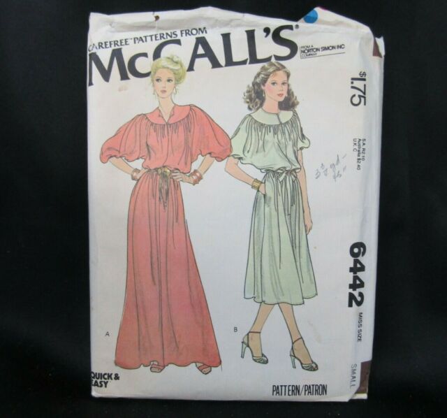 McCall Carefree Pattern 6442 Pullover Gathered Yolk Dress Sz 10 12 UNCUT 1979