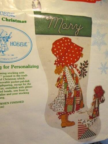Holly Hobbie Calico Christmas Stocking Craft Kit-18 Inches-Paragon Needlecraft, - Picture 1 of 2