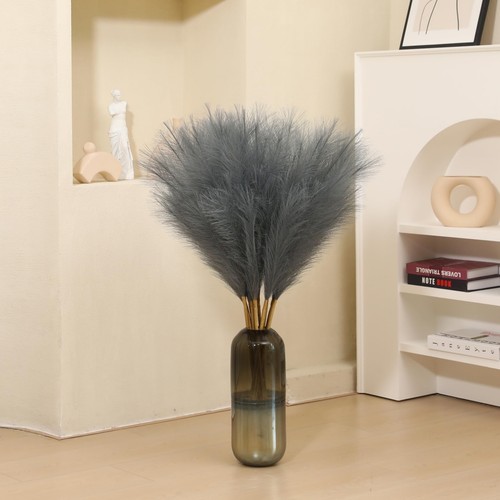 9 Stems Grey Pampas Grass - 38 Inch Tall Faux Pompous Grass Bulk Large Artifi... - Picture 5 of 5