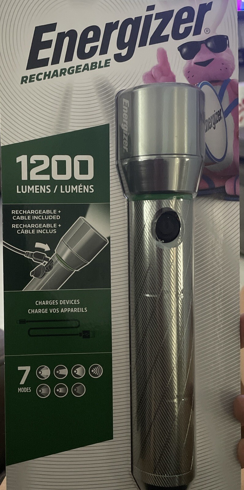 Energizer Rechargeable LED Metal Flashlight USB Device Charger Strobe 1200 Lumen