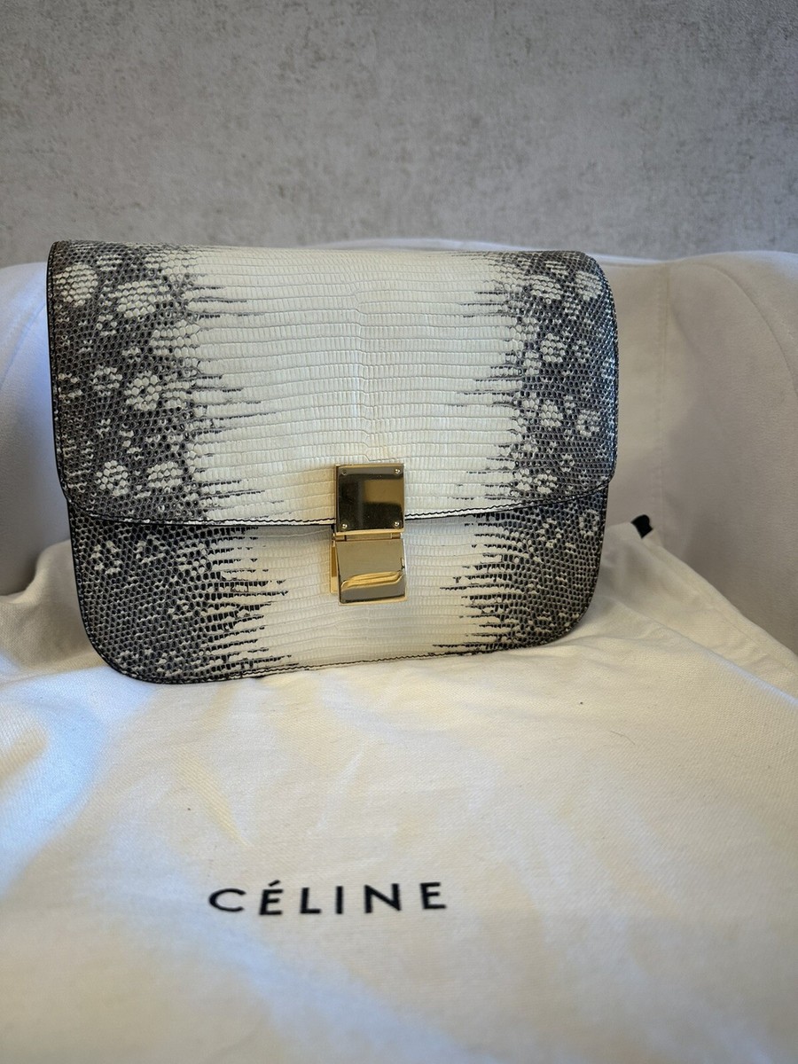 CELINE AUTHENTIC 100% MEDIUM BOX BAG IN LIZARD NATURAL | eBay