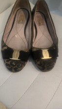 Salvatore Ferragamo Varina Black and Green Fabric Ballet Flat 7B