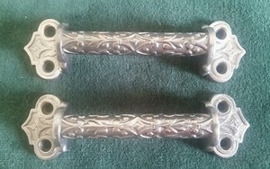 2 ANTIQUE CAST IRON DOOR WINDOW LIFTS TOOLBOX HANDLES MORE AVAIL #7