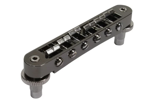 Pinnacle Two-Tone Tune-o-Matic Nashville guitar bridge Black w/ Chrome accents