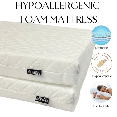 FOAMHAVEN Cot bed Mattress 140x70cm,120x60cm hypoallergenic, breathable, removable cover