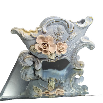 Carriage Shaped Flower Vase, Potter, Planter,  Raised Roses, Japanese Pottery
