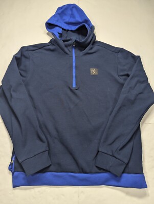 Men's Adidas Adicross Mens Hooded Pullover Long Sleeve 1/4 Zip Navy Sz M