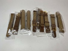 Brown Suede 18 MM Watch Straps Watch Bands w/ Stitching and Gold Buckle 10 pcs.