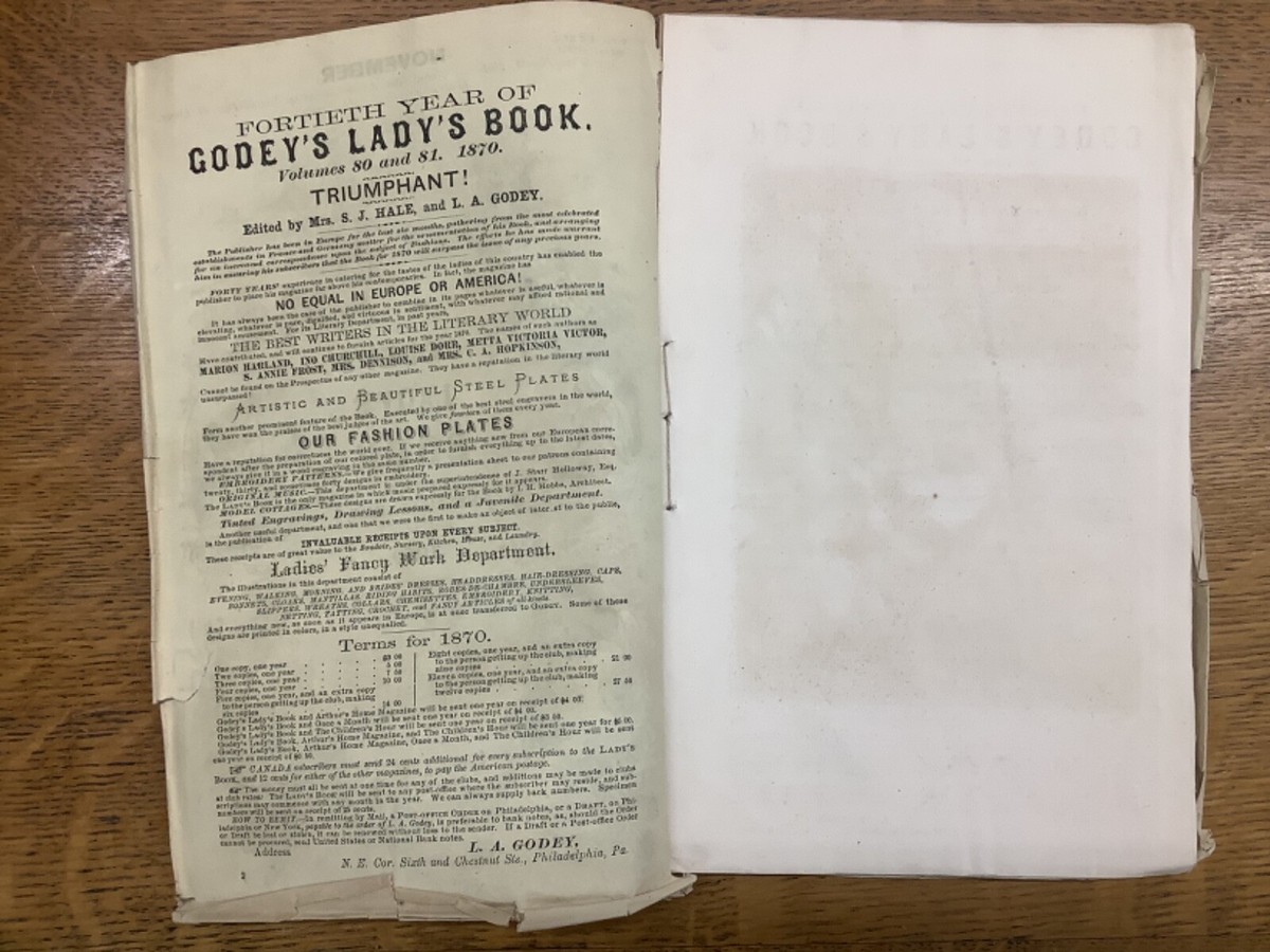 Godey's Lady's Book For November 1869 & April 1873 Color