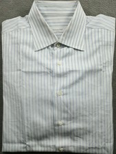 Ermenegildo Zegna Striped Men Dress Shirt. Made In Spain. Sz 17 100 Cotton.