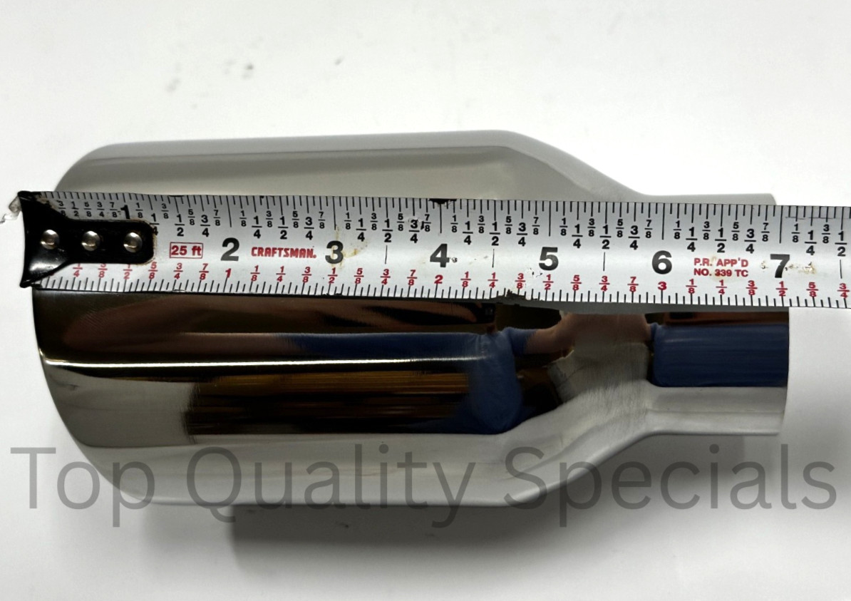 2" In Dual Wall 4" Out 7" Long Slant Cut Tip Stainless Steel Exhaust Tips PAIR