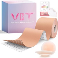 VBT Boob Tape Breast Lift Body Tape with Silicone Adhesive Bra A-G Cup Nip Cover