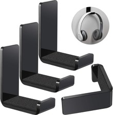 4 Pcs Headphone Hanger Holder Desk Adhesive Headphone Hook Wall Mount Black
