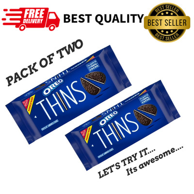 OREO Thins Chocolate Sandwich Cookies Family Size 11.78 oz Each   Pack of 2