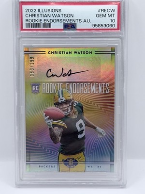 2022 Panini Illusions - Rookie - Christian Watson Auto #RE-CW /199 PSA 10
