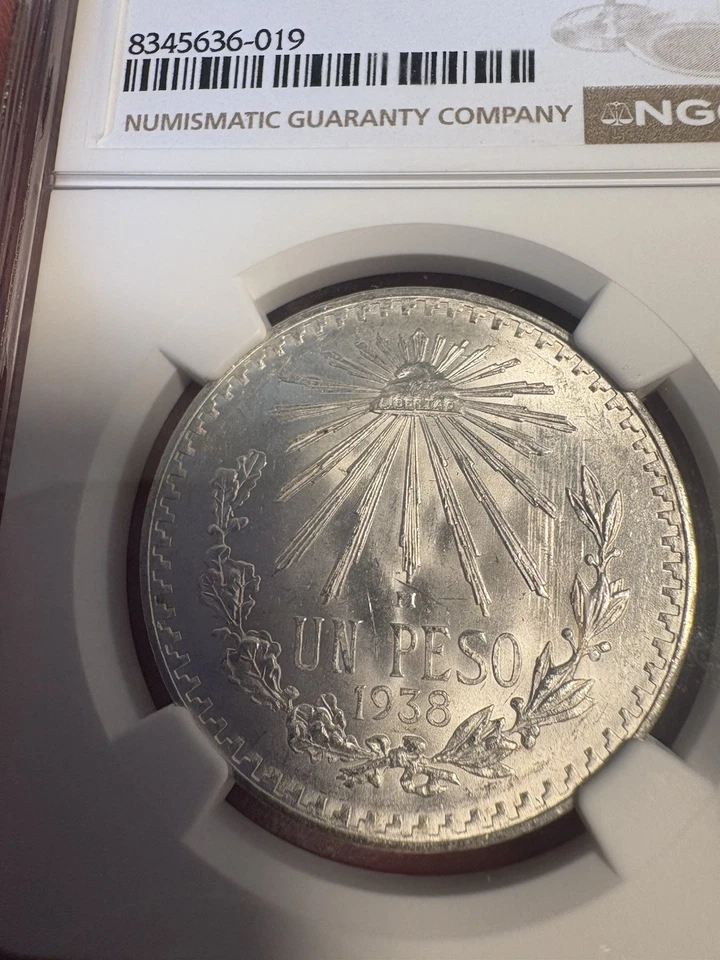 1938M MEXICO SILVER 1 PESO NGC MS 65 💎 Lustrous Gorgeous COIN - Image 2 of 4