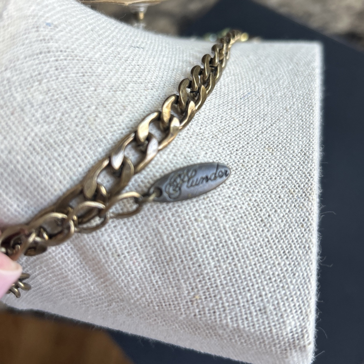 Set Plunder BrassTone Statement Necklace Pierced … - image 6