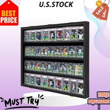 Graded Sports Card Display Case Lockable UV Protection Wall Cabinet Black