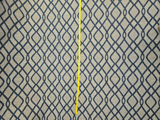 Heavy duty upholstery fabric -blue tan geometric pattern. The scale is perfect