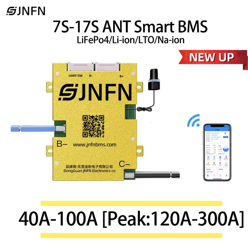 ANT Smart BMS 7S-17S 40A 60A 80A 100A LiFoPo4 Li-ion LTO Bluetooth esterno BMS