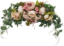 Wedding Arch Flowers, 30 Inch Rustic Artificial Floral Swag for Door Lintel, Gre