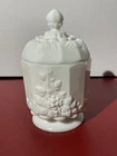 Vintage Westmoreland Paneled Grape Milk Glass Sugar Bowl Candy Dish with Lid