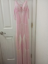 Floor length, pink, prom dress. Glitter and sequins, size 13. corset open back.