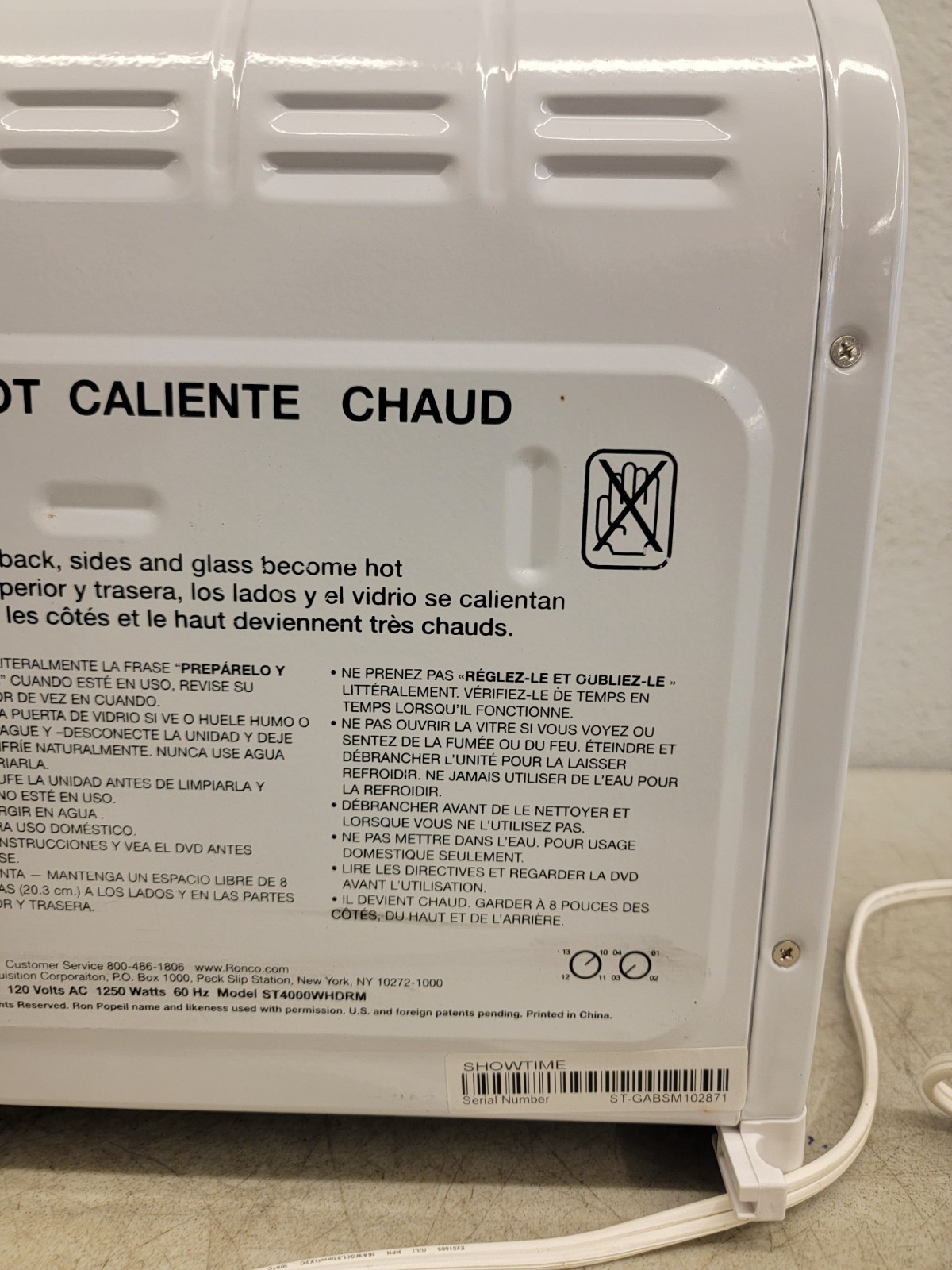 Ronco Showtime Rotisserie & BBQ Oven ST4000WHDRM