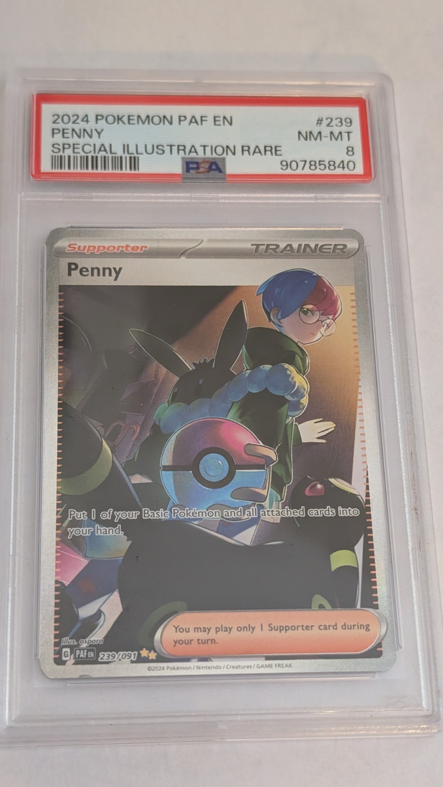 Penny Paldean Fates Special Illustration Rare Card 239/91 PSA 8