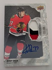 2019-20 UD Engrained Patch Auto Rookie Kirby Dach /65 Blackhawks