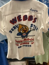 Amazing Vintage 50s Webbs Service Station Chain Stitch Bowling Shirt Xxs Scta