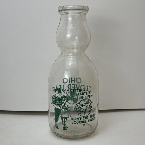 Quart Pyro Cream Top Milk Bottle Clover Leaf Dairy TOLEDO OHIO OH - Picture 1 of 20