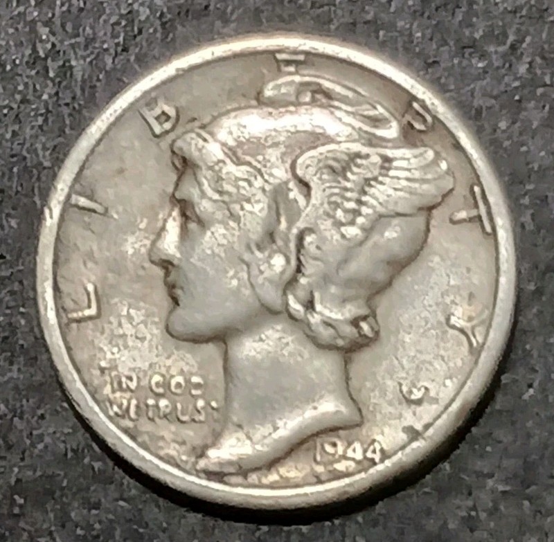 1944 S Mercury Dime War Time 90% Silver Avg Circ San Francisco Minted 