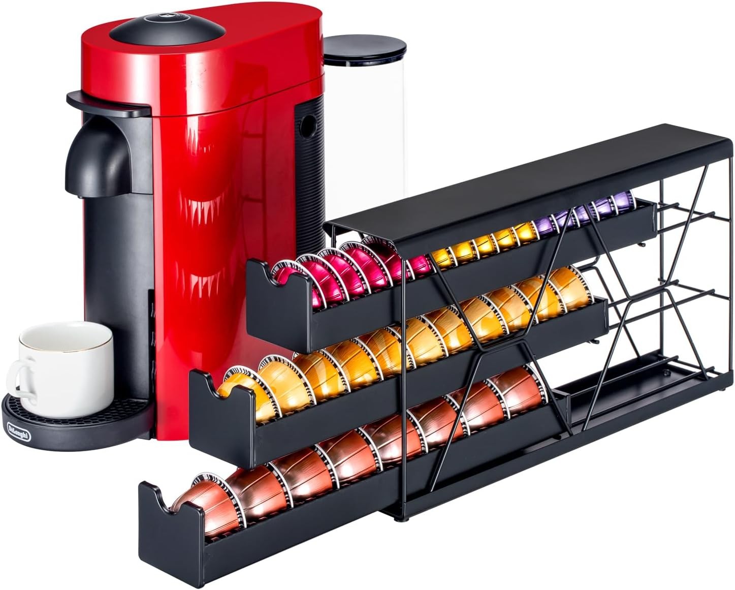 3-Tier Nespresso Pod Holder & Vertuo Coffee Capsule Organizer - Black Metal 