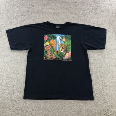vtg rainforest rescue campaign t shirt mens M blue single stitch 2005