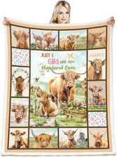 Highland Cow Gifts for Girls Women - Cute Sherpa Fleece Throw Blanket with Quote