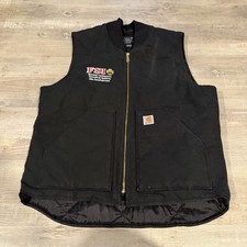 Carhartt Duck Vest Black Workwear FSI Embroidered Logo USA Large
